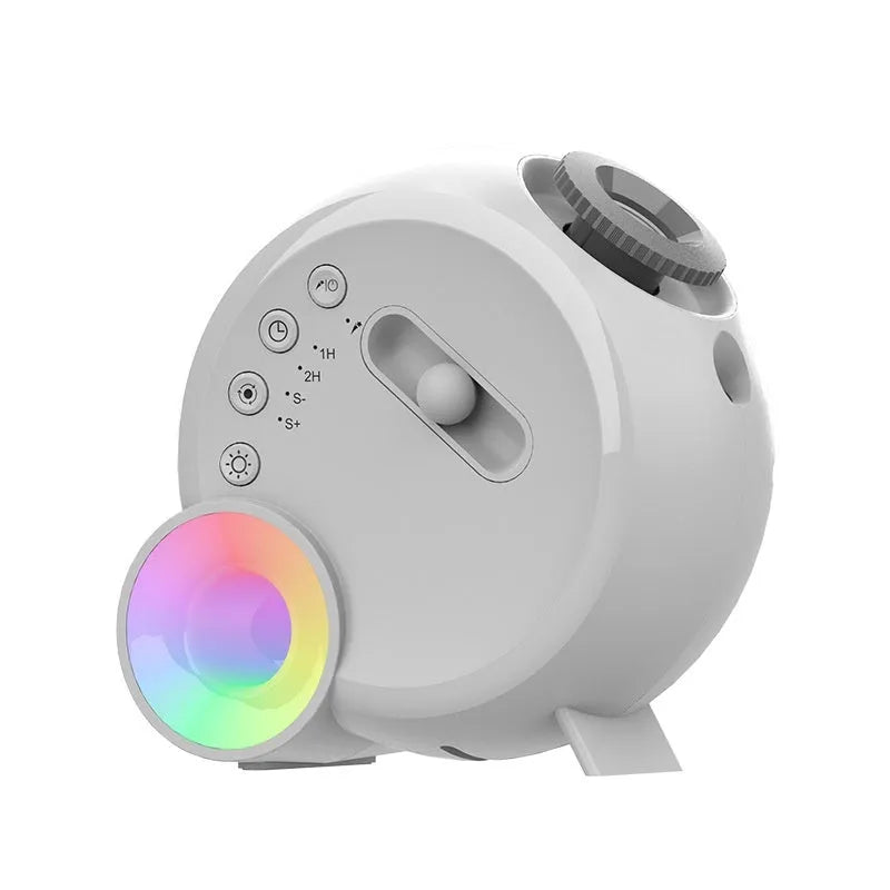 White remote control star light projector on bedside table, 20x19x10.1cm, modern simplicity style