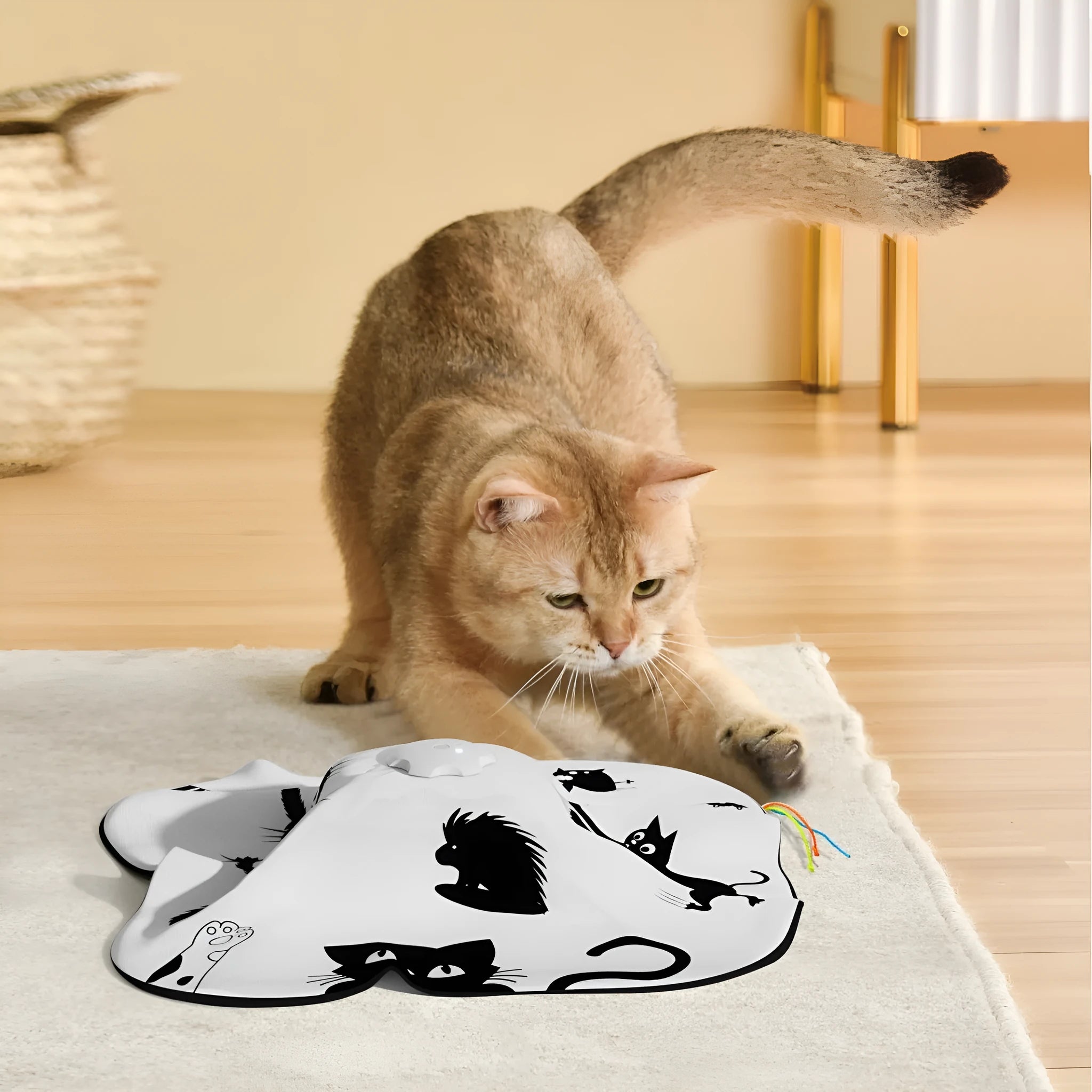 Plastic cat self-hi relief toy in picture colour measuring 19.8x11.5x19.5cm