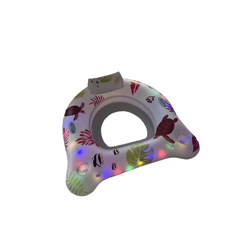 White U-shaped inflatable pool float with luminous elements, 120cm square
