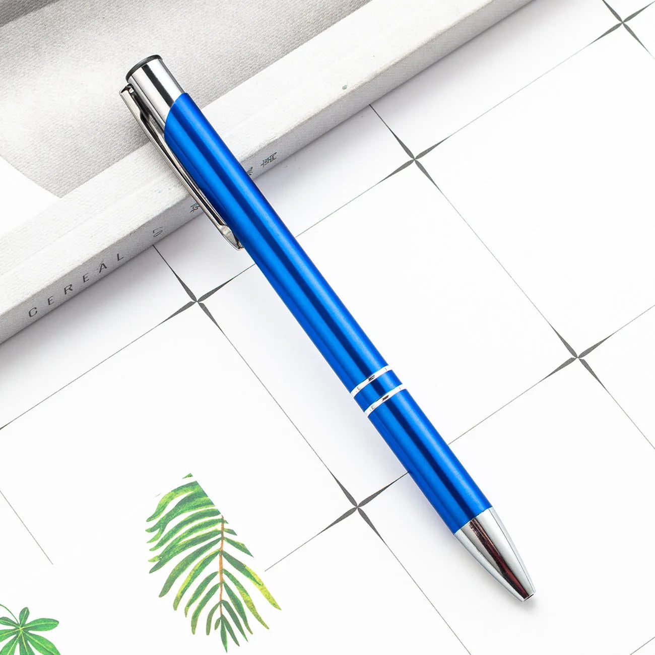 Metal ballpoint pen with aluminium barrel in multiple colour options including champagne gold and painted silver