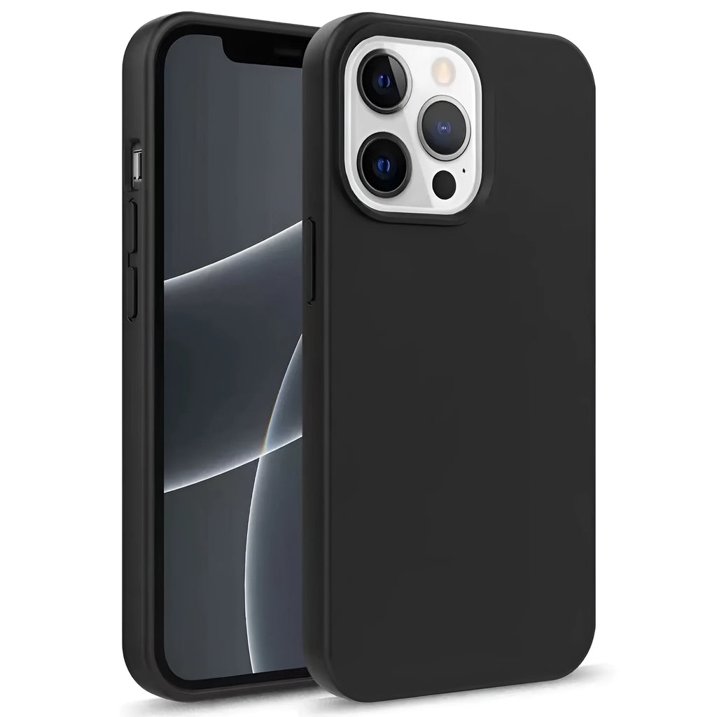 Compostable wheat straw phone case in black on a white background