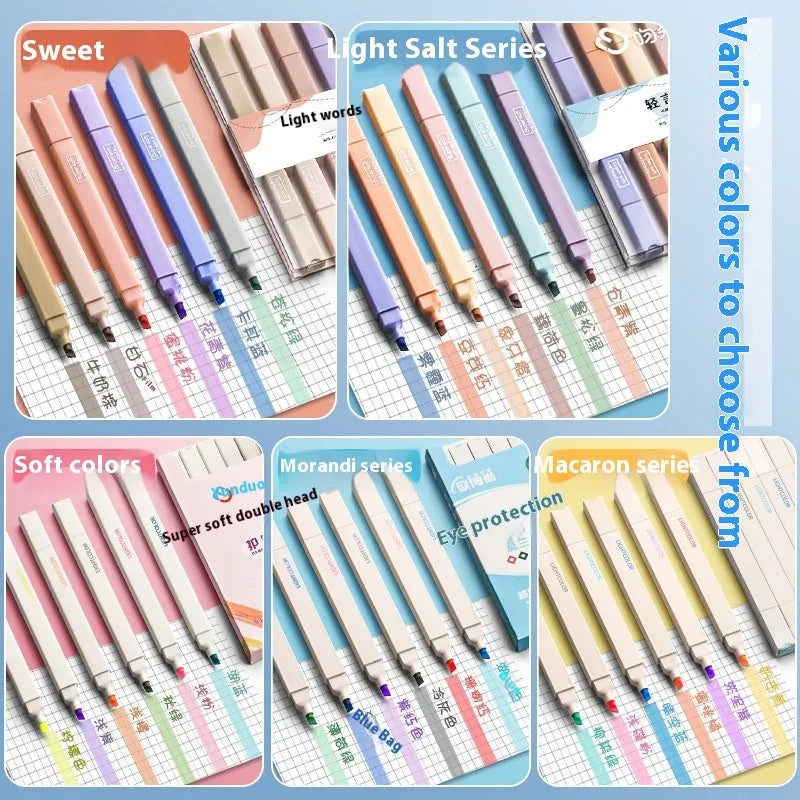 Fluorescent double-headed marking pens in assorted bright colours, pack of 6 or 12