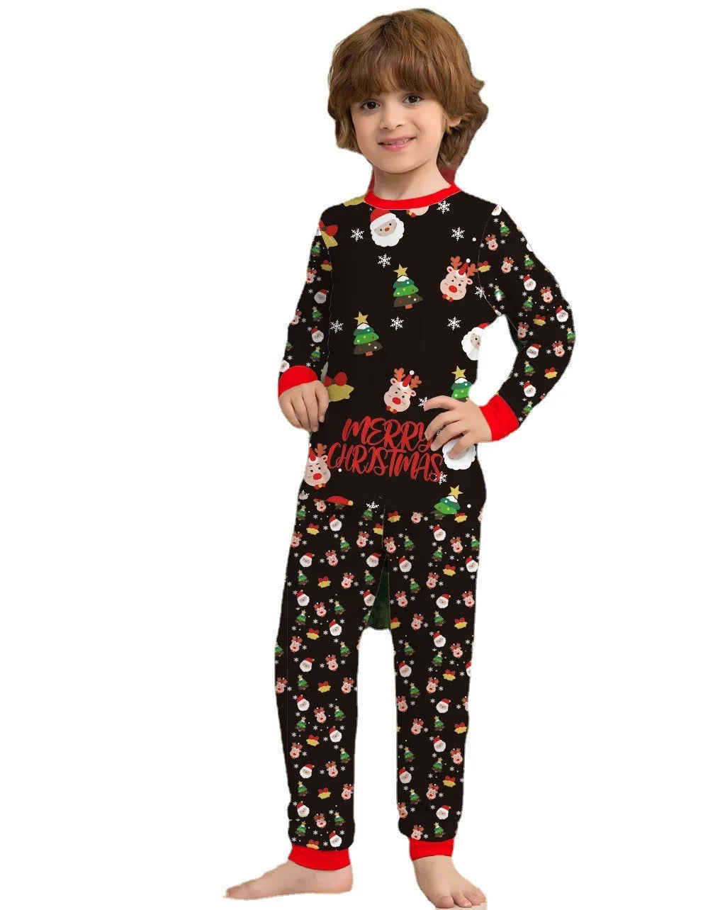 Family Christmas pajamas matching set in cotton with plaid design including dog size
