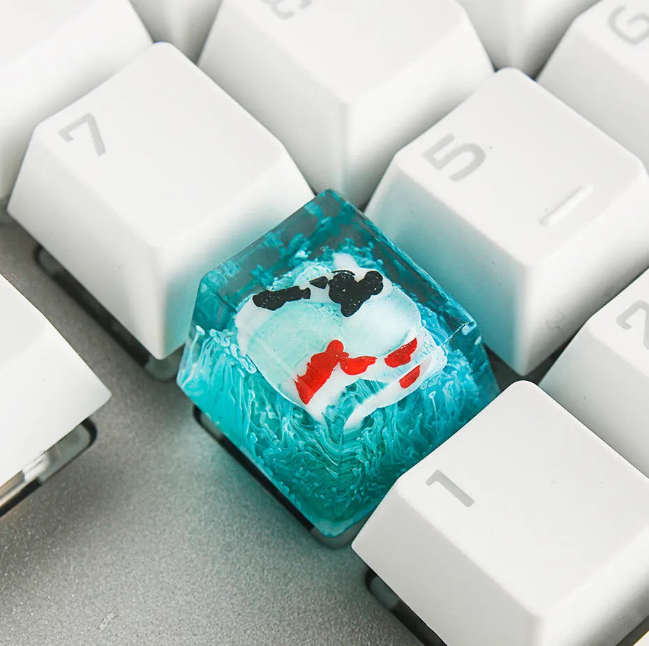 Scenery koi fish pattern resin keycap for Cherry MX switch mechanical keyboard backspace position