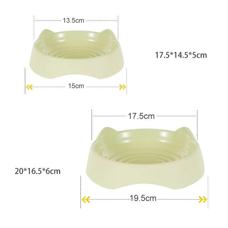 Ceramic dog slow feeder bowl with puzzle maze design in blue, green and pink colours showing S and L size options