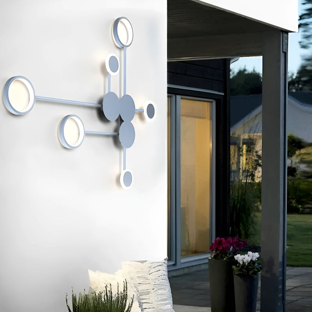 Contracted bedroom wall lamp iron acrylic 6-head 54W 96.5cm wide mounted on wall in black finish