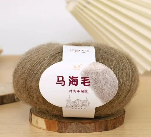 Mohair wool ball for DIY hand-woven scarf kit in one of 34 available colours