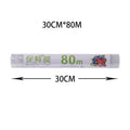 White and blue magnetic cling film cutter hanging on a fridge with a film roll