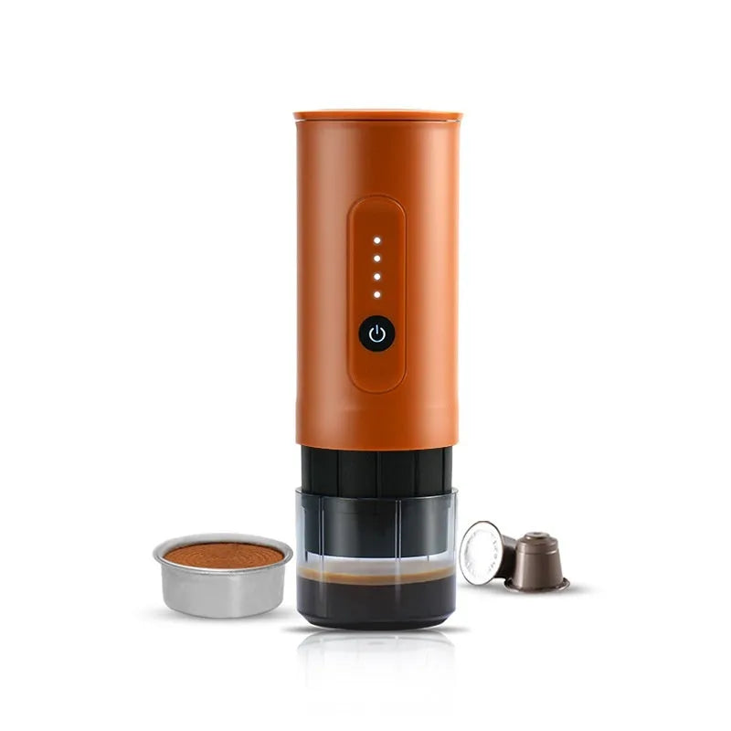 Portable handheld stainless steel electric coffee machine in jungle green colour