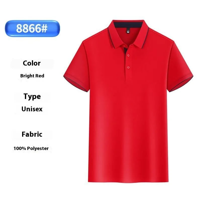 Men's light blue asymmetric overalls polo shirt made from ice silk fabric for summer workwear.