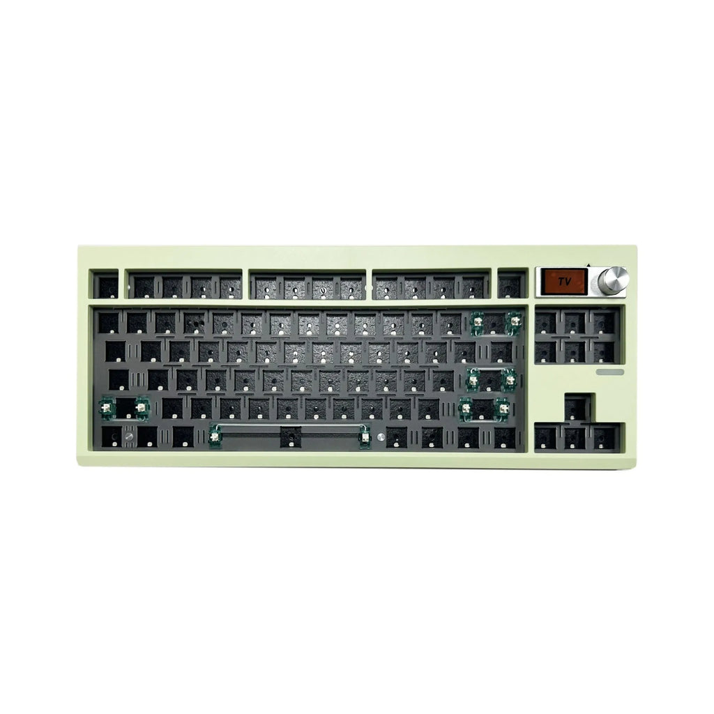 DIY mechanical keyboard kit with rotary knob and RGB backlight in compact ABS case