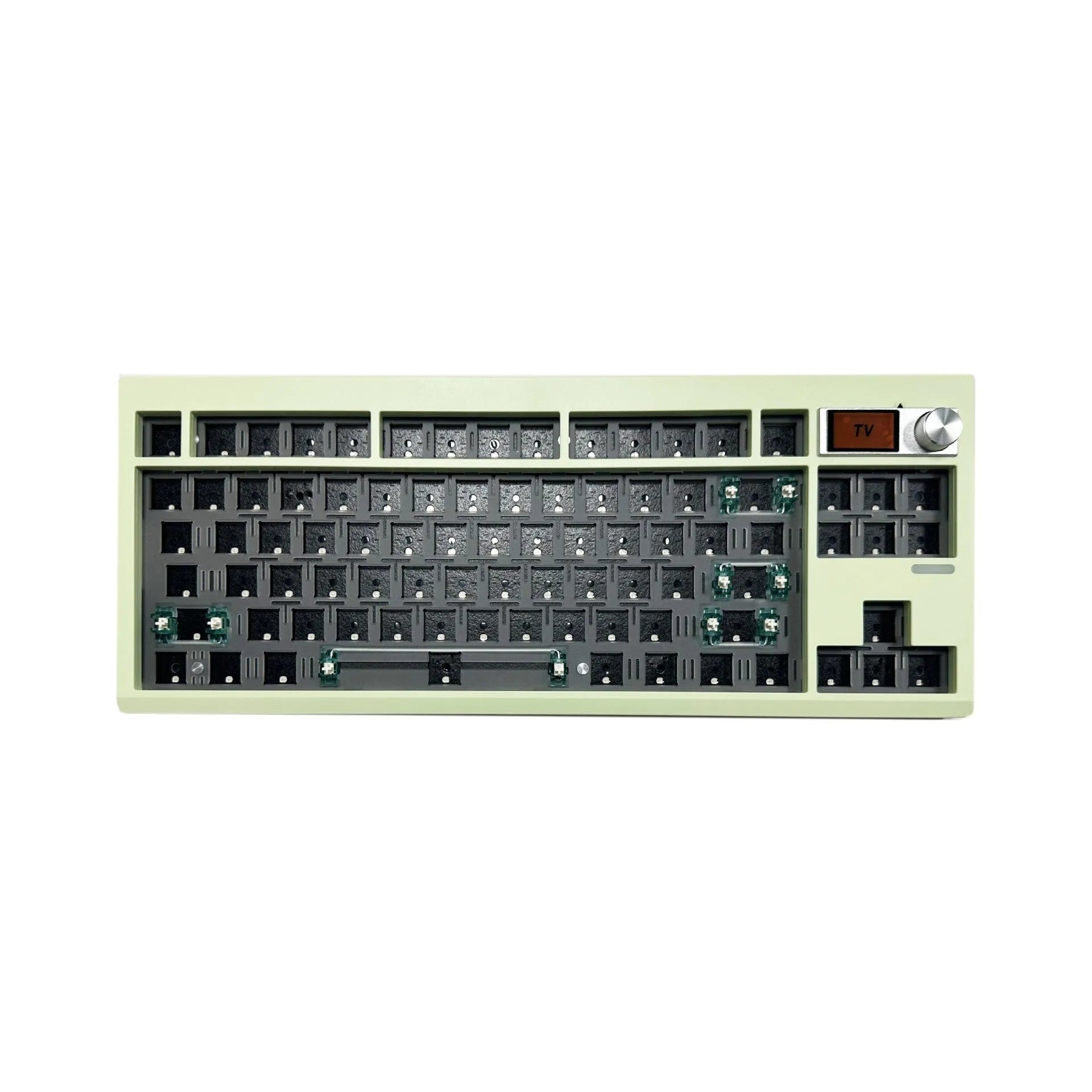 DIY mechanical keyboard kit with rotary knob and RGB backlight in compact ABS case
