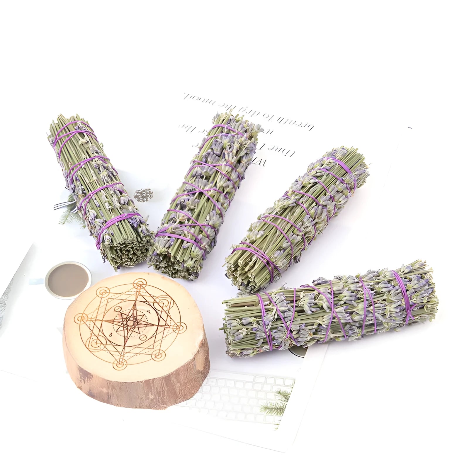 Single natural dried lavender aromatherapy stick measuring 4 inches for home fragrance.