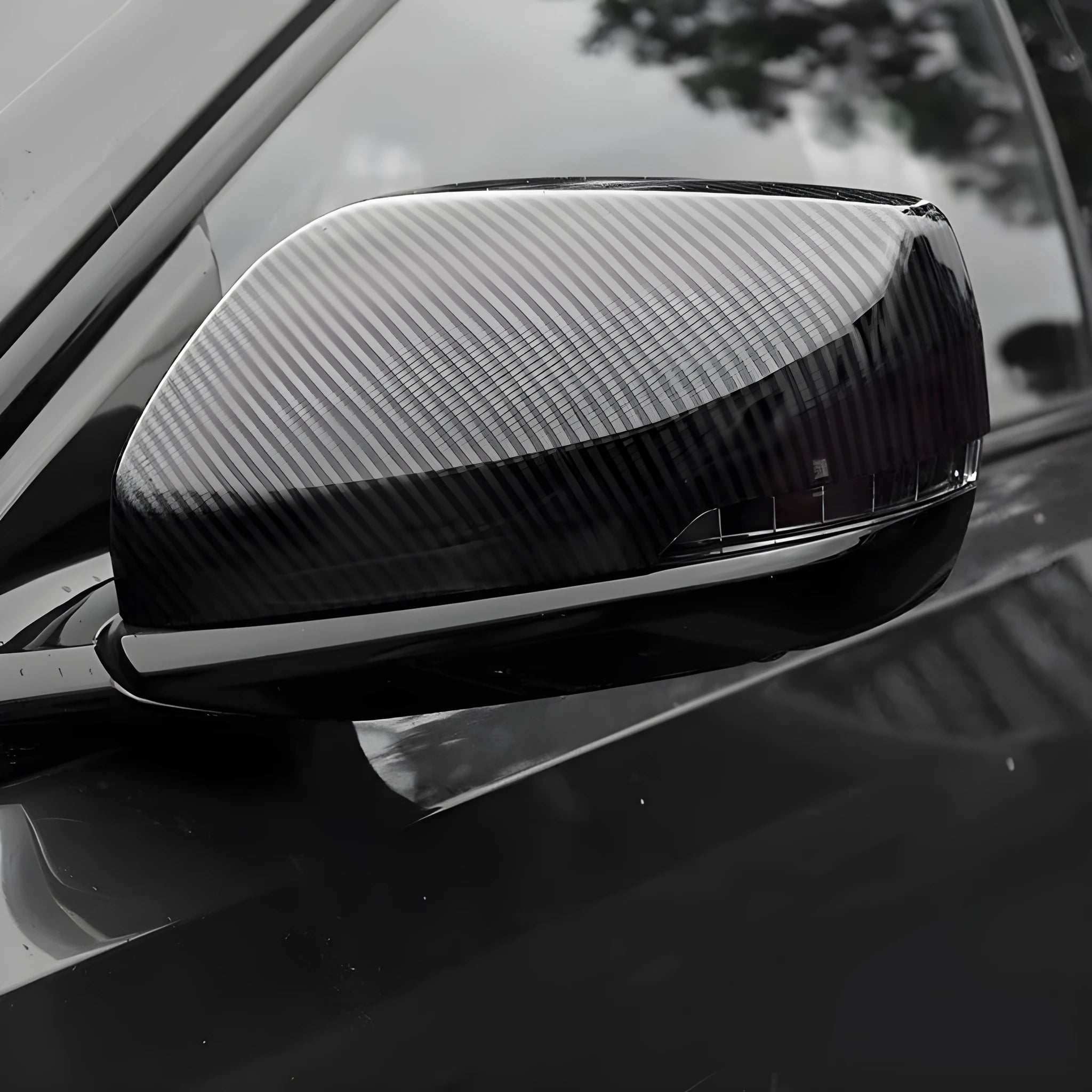 Cadillac CT5 CT6 rearview mirror cover in carbon fibre pattern ABS plastic