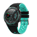 GPS smart watch with silicone strap in four colour options showing touch screen interface