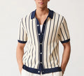 Men's white asymmetric lapel knitted polo shirt in ice silk fabric with spandex