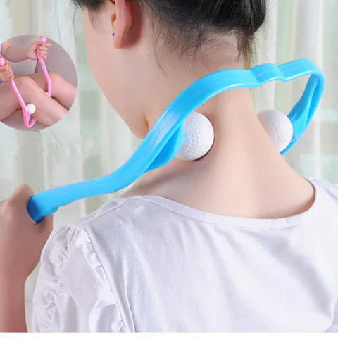 Plastic pressure point therapy neck massager with adjustable stand in blue colour