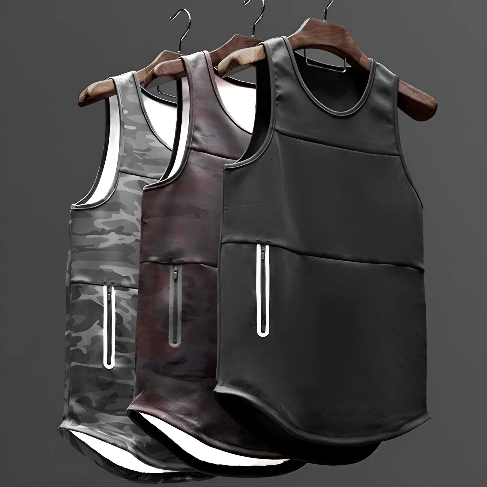 Men's sports vest in quick-dry cotton blended fabric, summer fitness running top, black light board colour