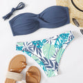 Hard cup push up bikini swimsuit with underwire and matching briefs on a mannequin.