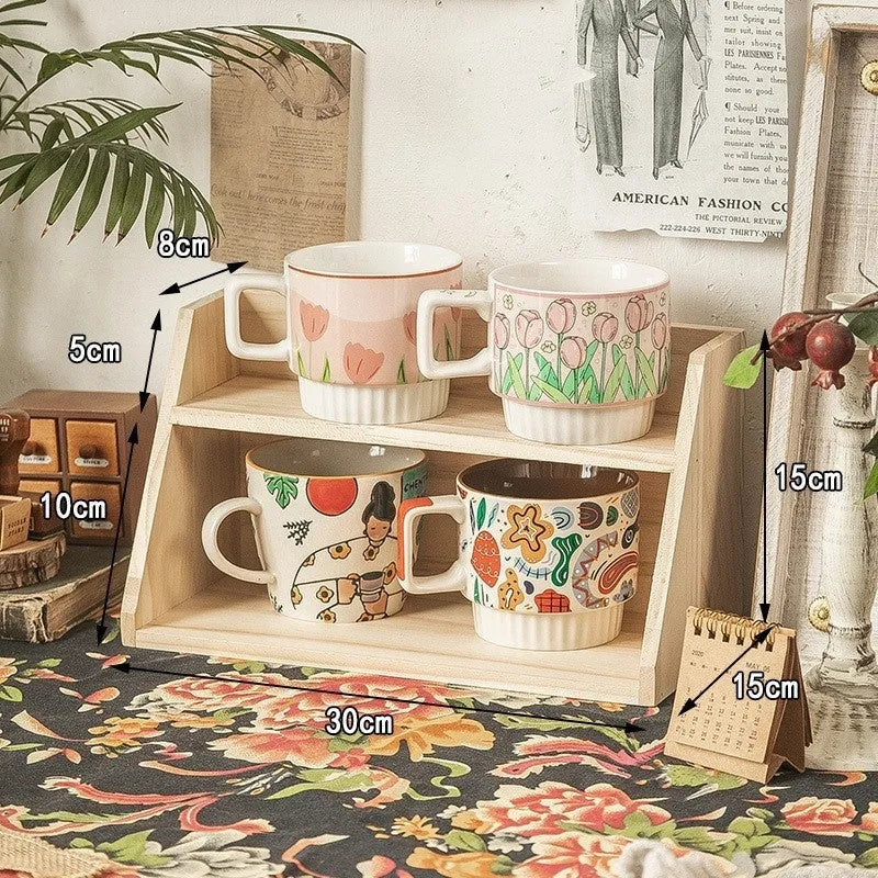 Solid wood multi-layer reinforced cup storage box in large specification with multiple colour options for kitchen organisation