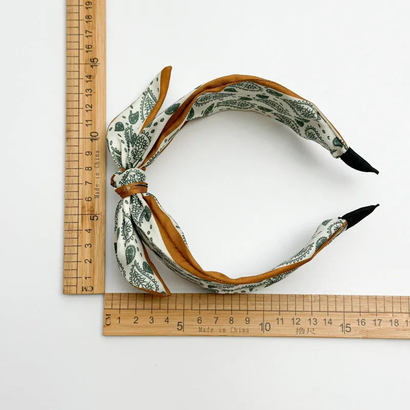 Handmade wide paisley fabric satin hair band for women in pink colour fashion OL style