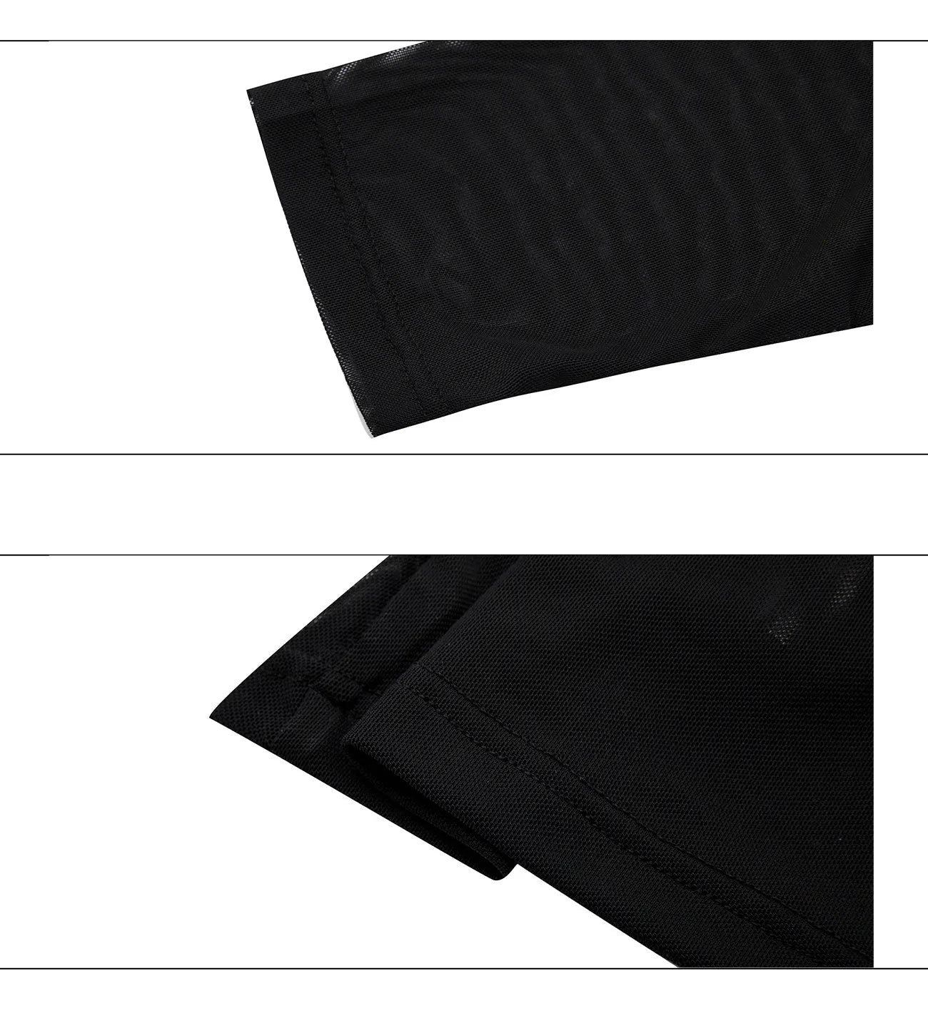 Slim-fit long-sleeved mesh shirt in black, shown as a base layer for athletic wear.