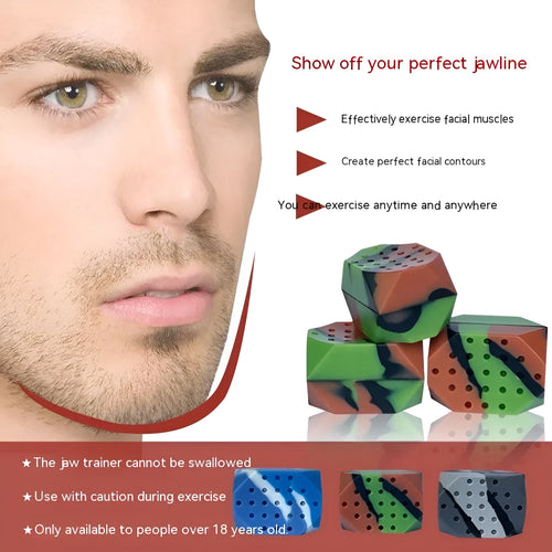 Camouflage silicone facial muscle fitness balls for jaw tightening exercise in transparent packaging