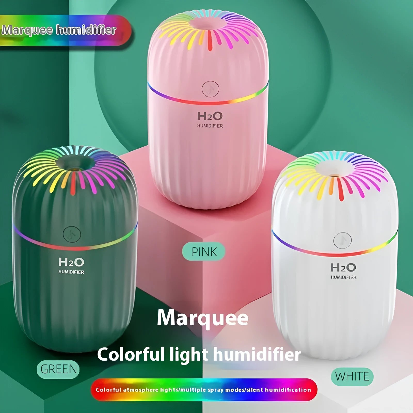 Small animal-shaped USB aromatherapy humidifier in green, pink, or white with a compact plastic design.