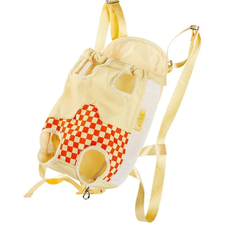 Soft non-woven canvas pet backpack carrier for cats and small dogs in purple mist grape colour