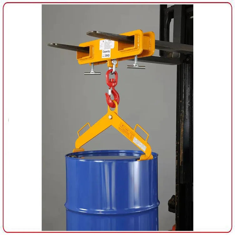 25-tonne rotatable drum forklift crane hook with safety locking device mounted on forklift forks