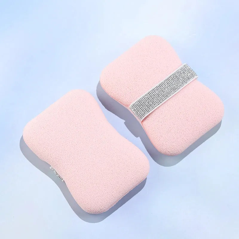 Soap bag bath sponge in cherry blossom pink made of hydrophilic polyurethane, size 12x8.5x2cm
