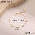 Women's stainless steel bracelet with 18K gold plating and geometric fritillary charm, includes matching necklace