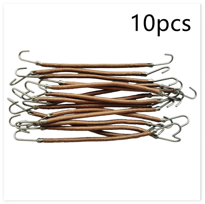 Double hook wig attachment tools in black, dark brown, and light brown colours