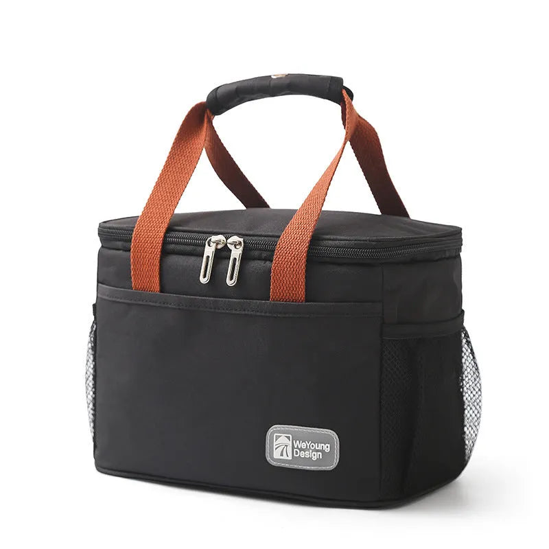 Insulated crossbody picnic bag in Oxford cloth with shoulder strap, shown in grey colour