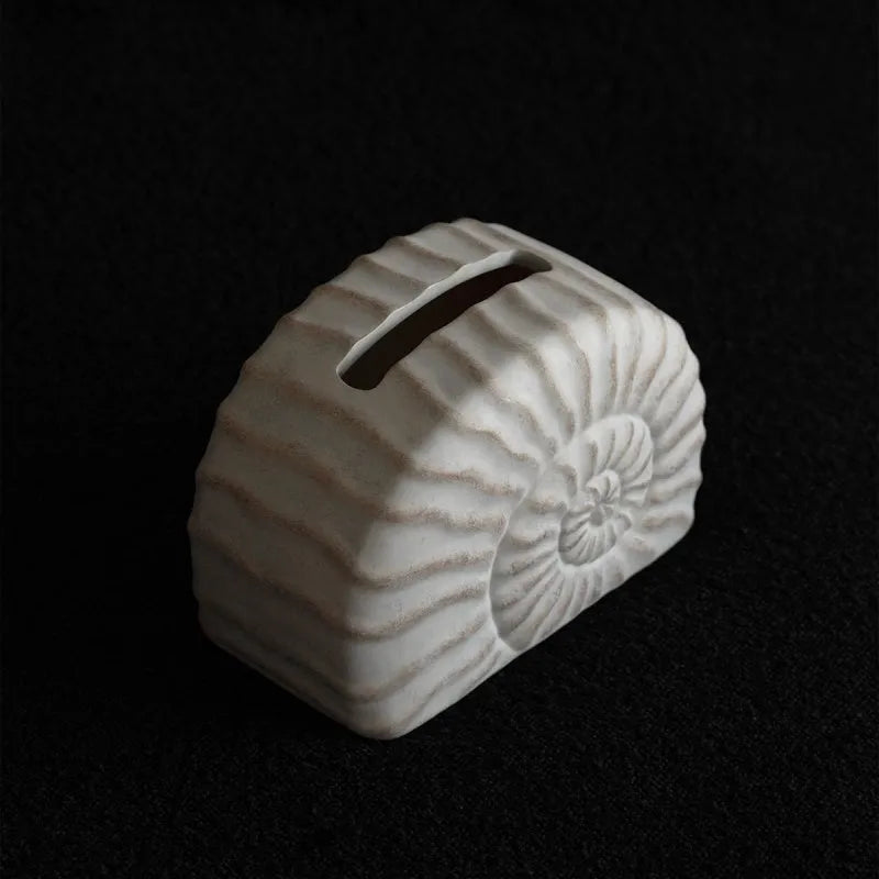 Conch ramble coloured resin decorative cover for a tissue box in a modern simplicity style
