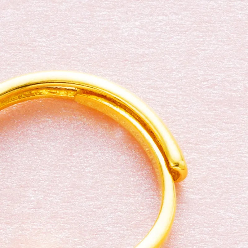 Adjustable women's gold zircon ring in copper with six colour options and flexible opening design