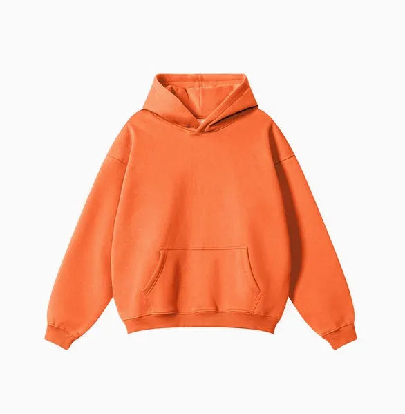 Men's cotton terry hooded sweater in loose fit with drop shoulder sleeves