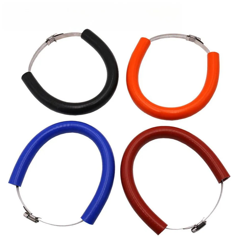 Universal motorcycle exhaust pipe silicone gasket in black, blue, and orange colour options