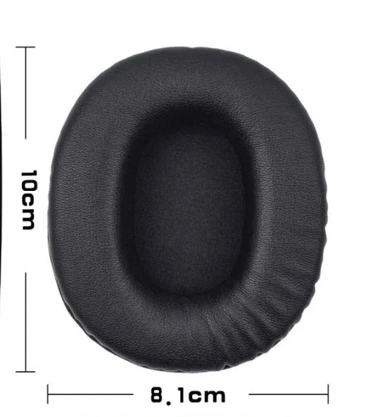 Black soft PU leather replacement covers for Sony MDR-1R headphones, two-piece set.
