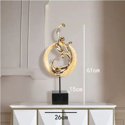 European style synthetic resin Phoenix ornament in rose gold, silver, or red.