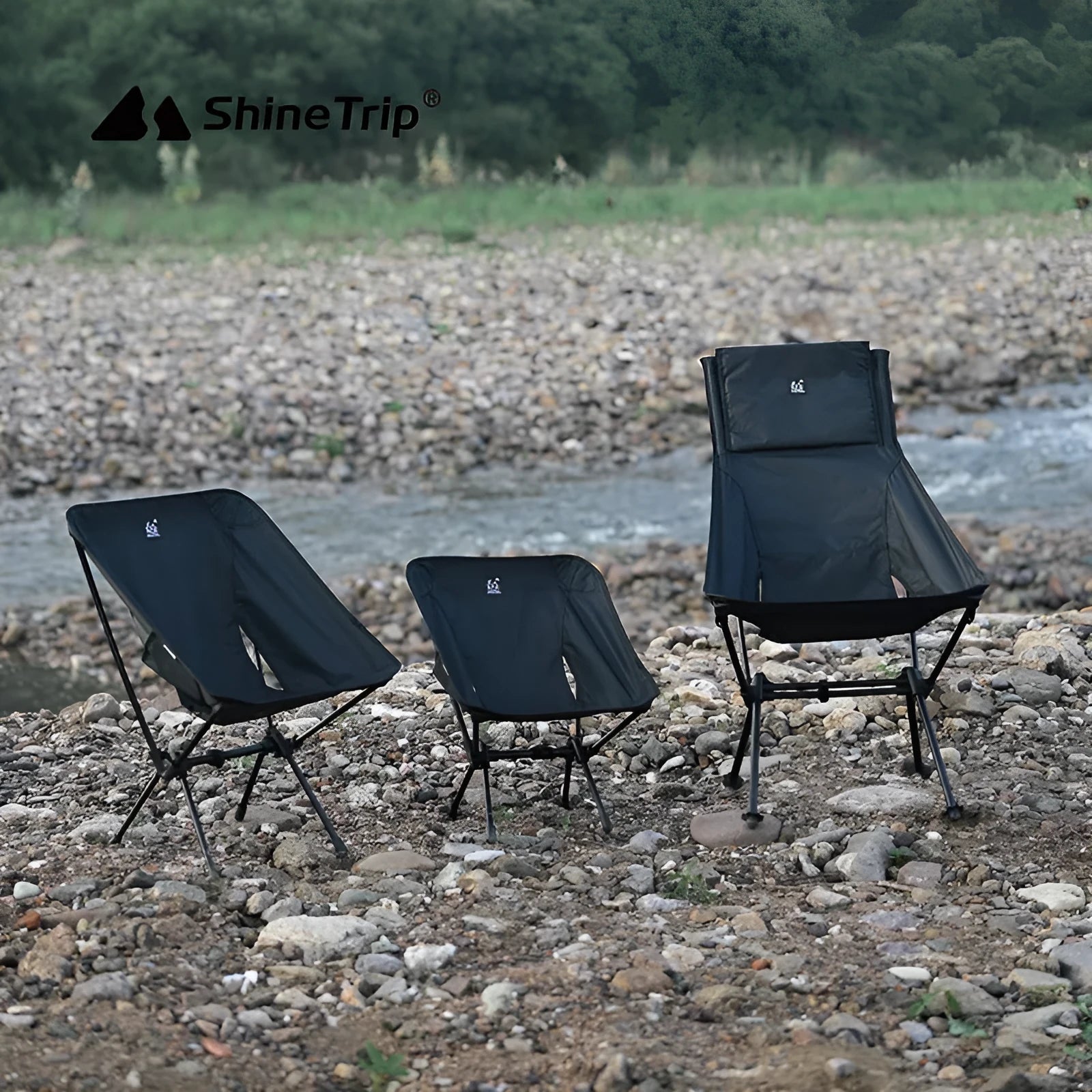 Foldable aluminium alloy moon camping chair in a choice of colours and back styles.
