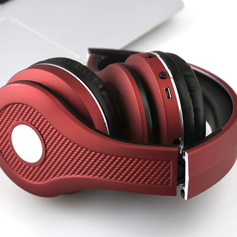 Metallic Bluetooth headset in black with power display, head-mounted design, and V5.0 connectivity