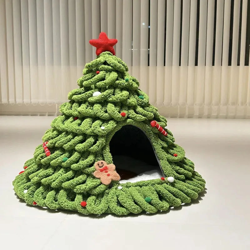 Grey handmade felt cone cat house with 50cm diameter base