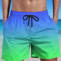 Men's gradient colour 3D digitally printed sports shorts in mesh fabric showing micro-elastic texture