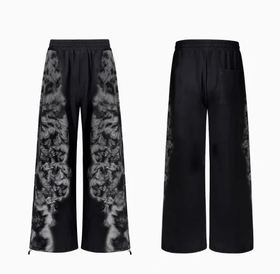 Men's street fashion loose trousers set with printed pattern, matching hoodie and seven-inch shorts bundle