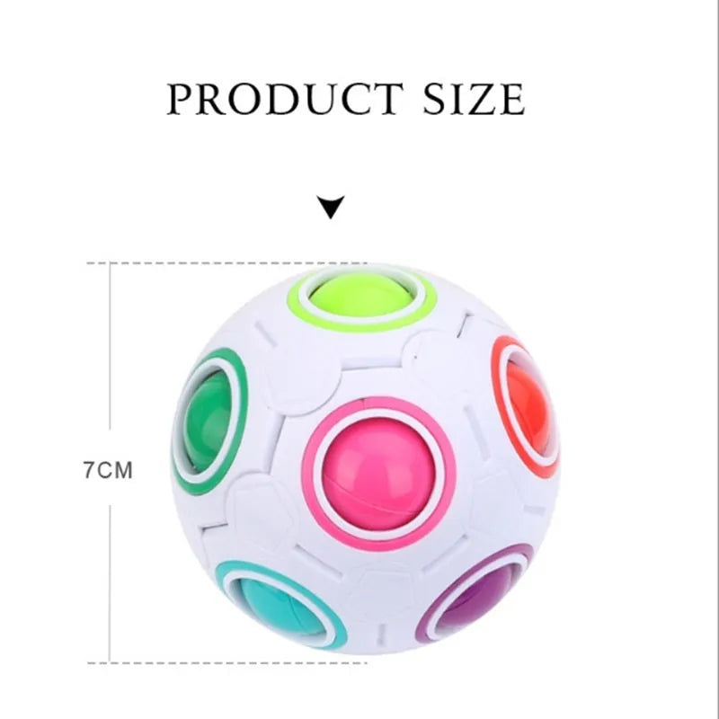 Multicoloured hexagon plastic puzzle ball with visible internal coloured balls, 7cm in diameter.