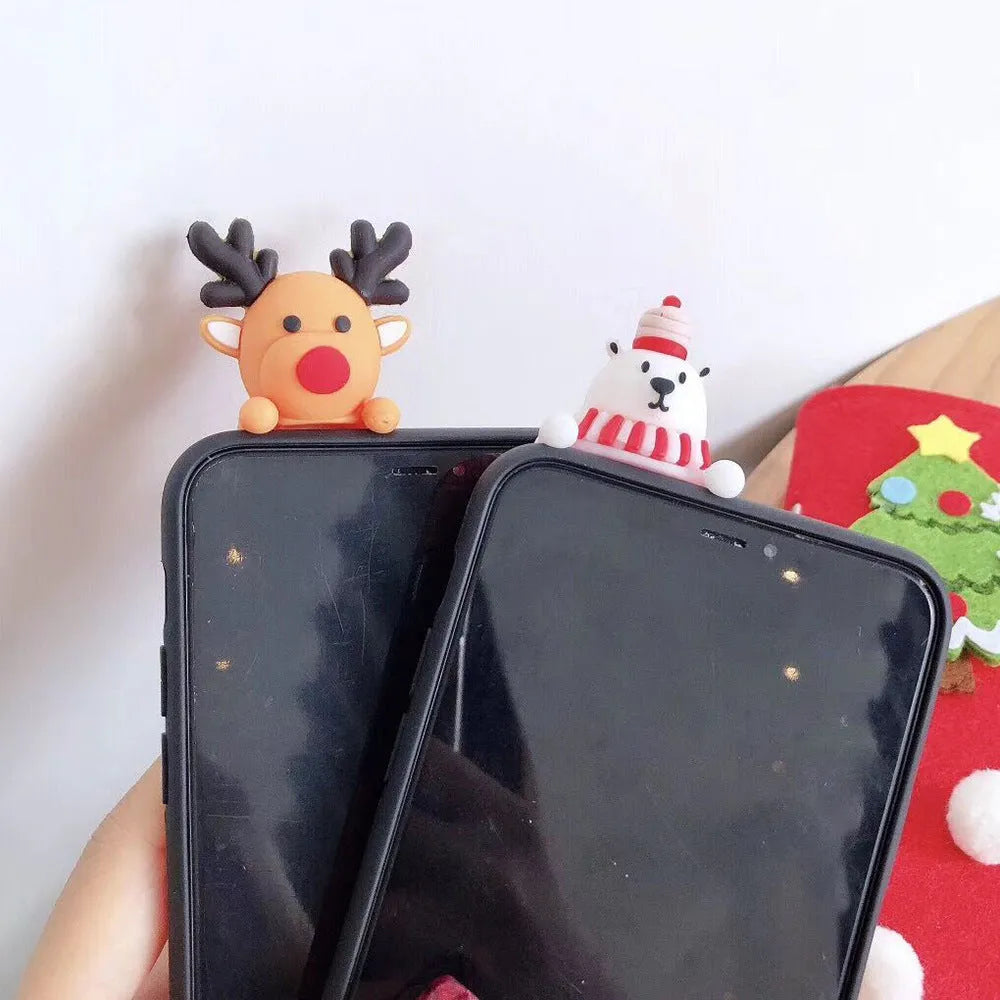 Christmas themed silicone back cover phone case for multiple iPhone models