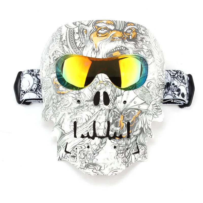 Motorcycle windproof skull goggles with high-definition lens for cycling and off-road use