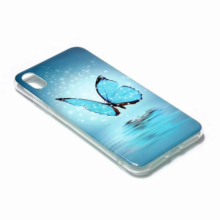 Luminous glow in the dark phone case with cartoon butterfly design for iPhone