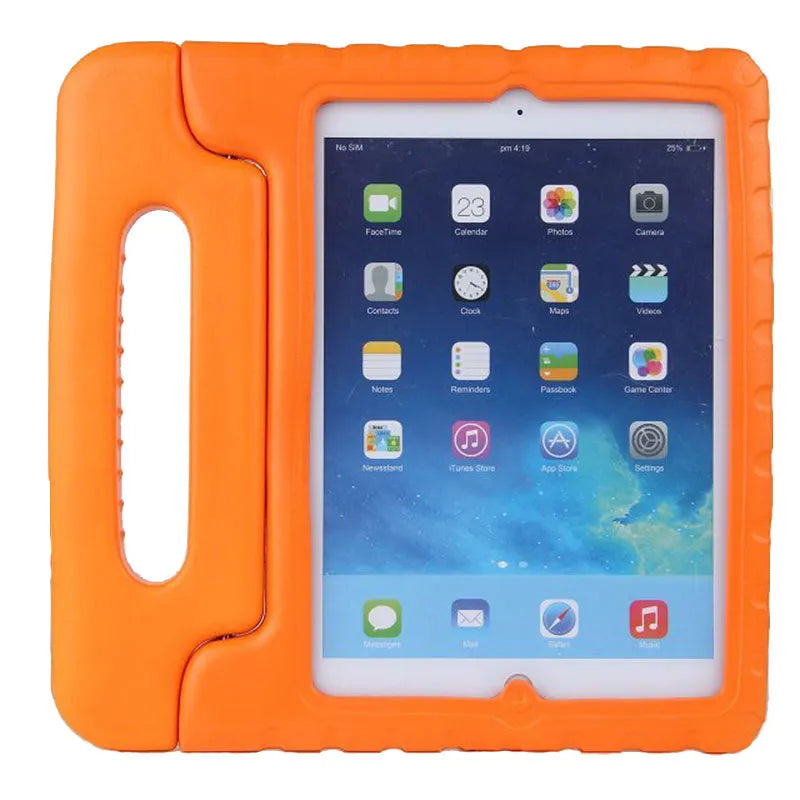 Children's silicone tablet cover for iPad with EVA film in multiple colours including black, green, orange, purple, red, rose, and sky blue